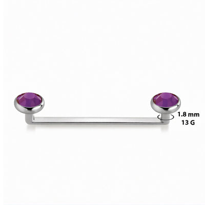 13G Titanium Bezel CZ Flat Surface Barbells Piercings