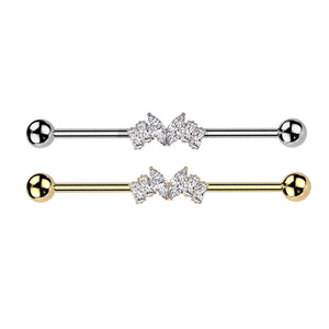14G Baguette Marquise CZ Industrial Barbells