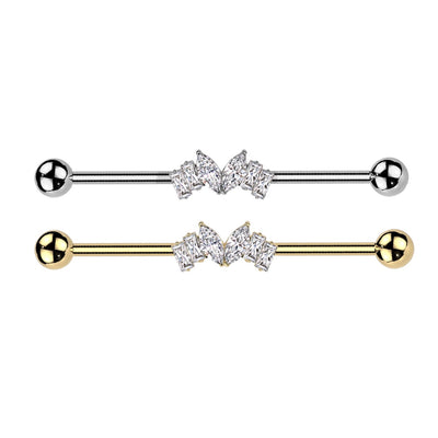 14G Baguette Marquise CZ Industrial Barbells