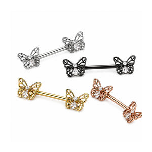 14G CZ Butterfly Nipple Barbell