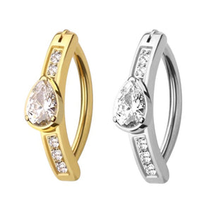 14G CZ Teardrop Hinged Belly Ring