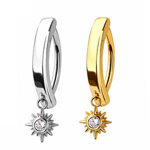 14G Dangle CZ Sun Hinged Belly Ring