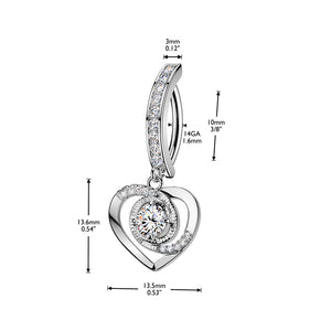 14G Dangling Heart Hinged Belly Rings