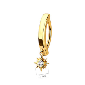 14G Dangling Sun CZ Hinged Clicker Hoop Belly Ring