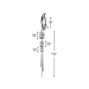 14G Dangling Triple Chain Hinged Belly Rings