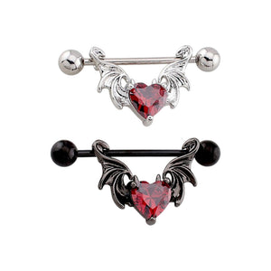14G Devil Bat Wing CZ Nipple Barbell