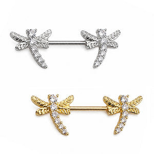 14G Dragonfly CZ Nipple Barbells