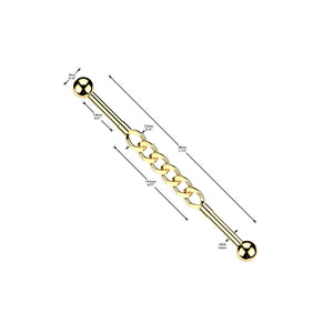 14G Externally Threaded Chain Link Industrial Barbells Piercing Scaffold Jewelry