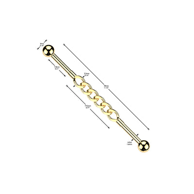 14G Externally Threaded Chain Link Industrial Barbells Piercing Scaffold Jewelry