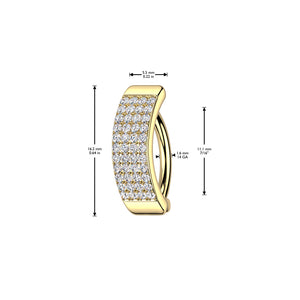 14G Four Lined CZ Hinged Belly Ring
