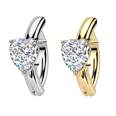 14G Heart Gems Hinged Belly Button Rings
