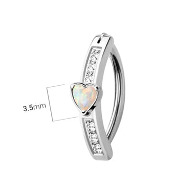 14G Heart Opal CZ Hinged Belly Button Ring