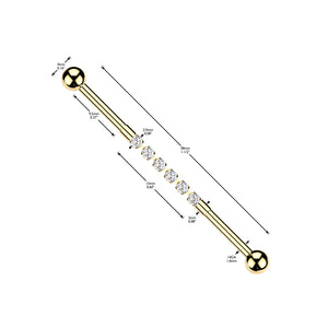 14G Hexa CZ Chain Industrial Barbell Piercings