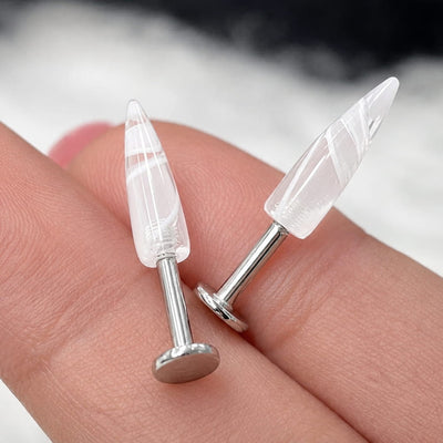 14G Marble Spike Flat Back Labret Studs