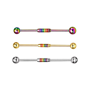 14G Rainbow Striped Industrial Barbell
