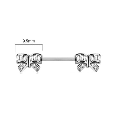 14G Ribbon CZ Nipple Rings Barbell