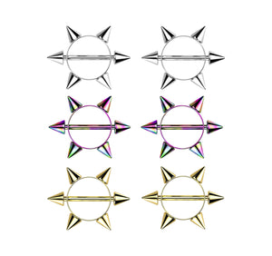 14G Spike Nipple Barbell Ring