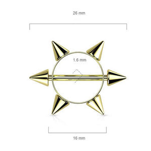 14G Spike Nipple Ring Piercings