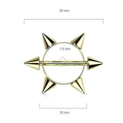 14G Spike Nipple Ring Piercings