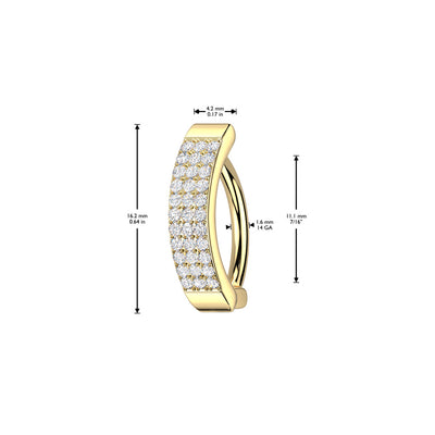 14G Triple Lined CZ Hinged Belly Ring