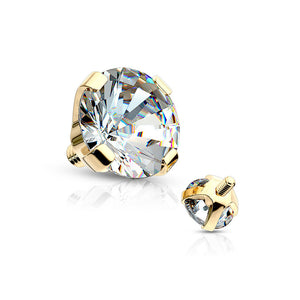 14K Gold CZ Dermal Anchors Tops