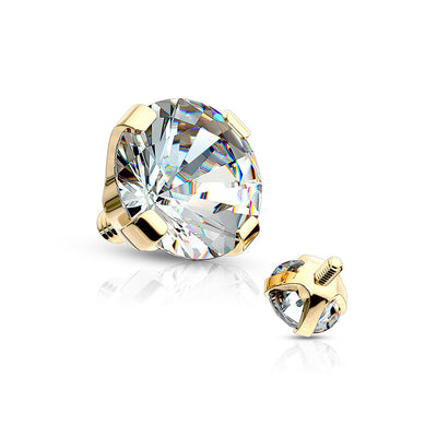14K Gold CZ Dermal Anchors Tops