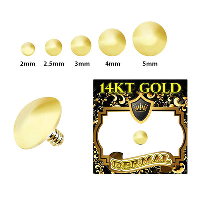 14K Gold Flat Dome Dermal Anchor Tops