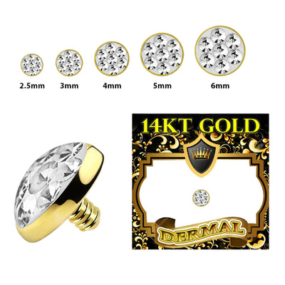 14K Gold Paved CZ Dermal Anchor Tops