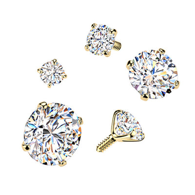 14K Gold Prong Diamond Dermal Top