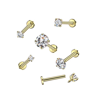14K Gold Prong Diamond Labret Stud