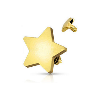 14K Solid Gold Flat Star Dermal Top