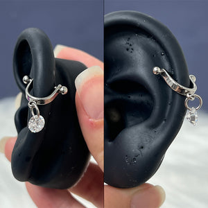 16G CZ Dangle Stirrup Helix Ring Piercings 8mm