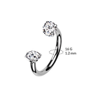 16G Internally Threaded CZ Horseshoe Rings Circular Barbell