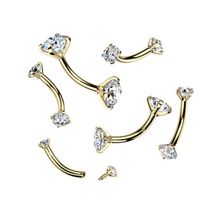 16G Prong Diamond Curved Barbell