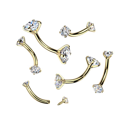 16G Prong Diamond Curved Barbell