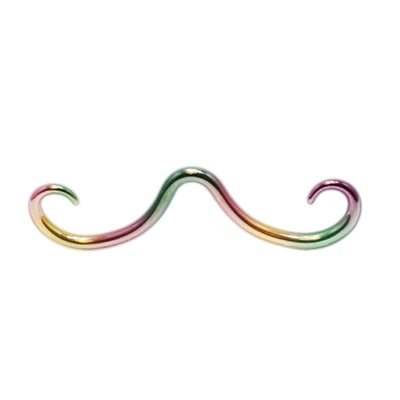 16G PVD Rainbow Mustache Septum Ring