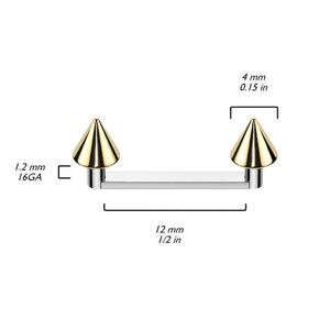 16G Titanium Spike Top Staple Surface Barbells 12mm
