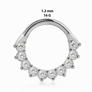 16G Titanium Sun CZ Hinged Clicker Segment Ring