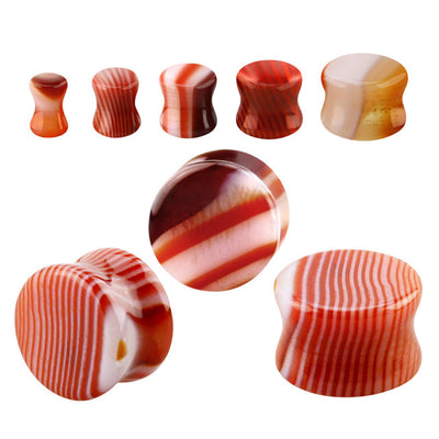 Agate Stone Double Flare Ear Gauges