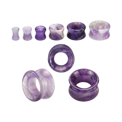 Amethyst Stone Concave Ear Gauges