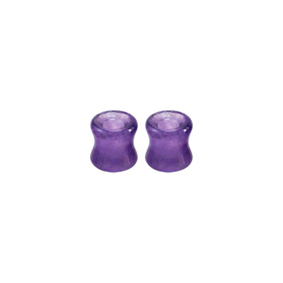 Amethyst Stone Double Flare Concave Ear Tunnels Gauges