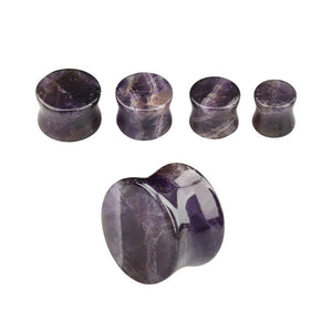 Amethyst Stone Double Flare Ear Gauges
