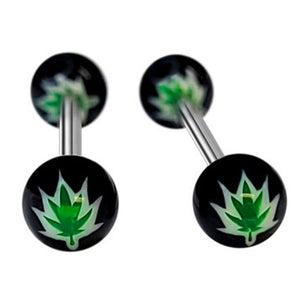 Black Ball Pot Leaf Straight Barbell