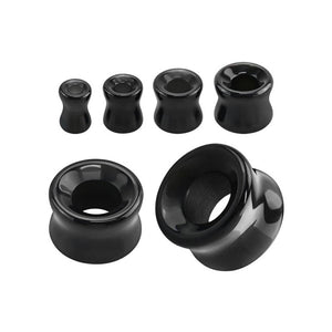 Black Stone Concave Ear Gauges