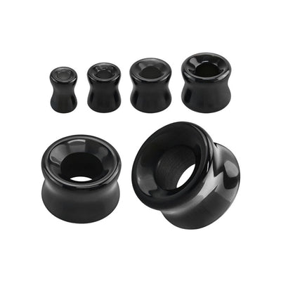 Black Stone Concave Ear Gauges