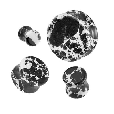 Black Turquoise Stone Double Flare Ear Gauges