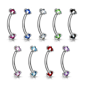 Crystal CZ Curved Barbell