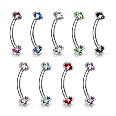 Crystal CZ Curved Barbell
