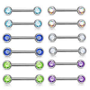 Bezel CZ Nipple Barbell