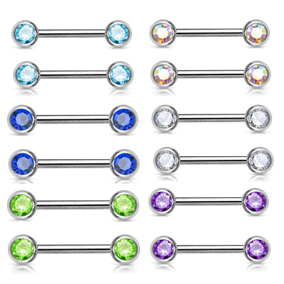 Bezel CZ Nipple Barbell